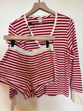 Victoria's Secret Red & White Striped Pajama Set